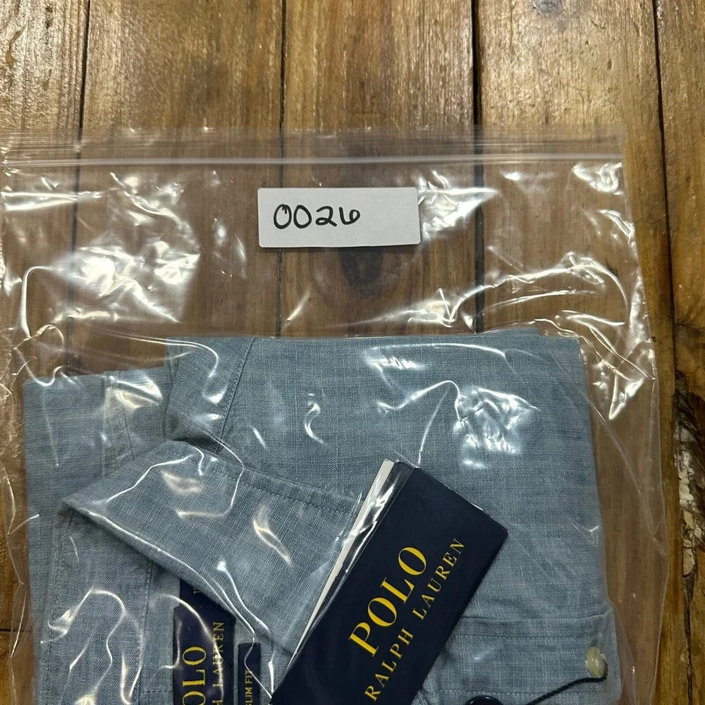 NWT‎ Polo Ralph Lauren Shirt Mens 15 38 Blue Button Up Slim Fit